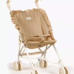 Poussette poupée à volants en gaze de coton - Latte sur châssis crème - Minikane
