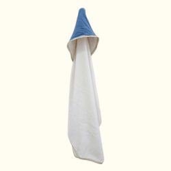 Cape de bain liseré doré – double gaze bleu uni - HappyDou