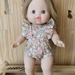 Poupée Aliénor 34cm - Barboteuse Lou gaze de coton Indienne rosée - Minikane