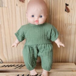 Poupon Babies Garance 28cm - Barboteuse Noa en gaze de coton Ortie - Minikane