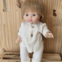 Poupon Raphaël 34cm - Ensemble Andrea manches longues gaze de coton mastic - Minikane
