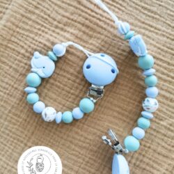Attache tétine - Baleine bleu - Toulové