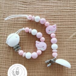 Attache tétine - Baleine rose - Toulové