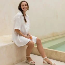 Robe chemise oversize en gaze de coton - Bertille blanc - Cache Coeur