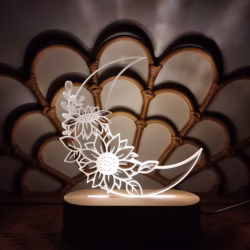 Veilleuse (sans fil) - Lune fleurie - Mannaé