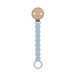 Attache sucette Bois/Silicone Tiny Smile - Bleu Poudré - Lässig