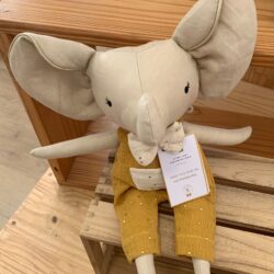 Eléphant - Salopette moutarde en double gaze à pois dorés - Saperlipoupette