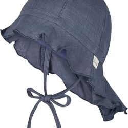 Chapeau de soleil en mousseline de coton avec protection de la nuque - Bleu - Sterntaler