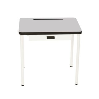 bureau-decolier-enfant-regine-uni-gris-perle-pieds-blancs