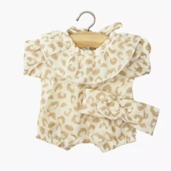 Babies – Barboteuse à collerette Éva en coton Féline et son headband - minikane