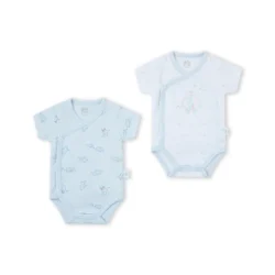 Lot de deux body manches courtes - 1 mois - Eléphant - Yatsi
