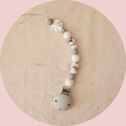 Attache tétine - Palmier blanc/gris minéral - Toulové
